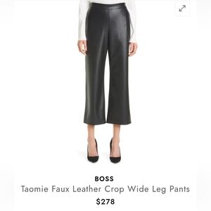 BOSS Taomie Faux Leather Crop Wide Leg Pants Size 6